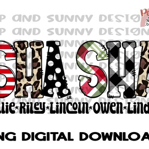 Custom Grandmother Name Grandchild Name Design | Leopard  | Christmas | PNG Digital Download | Sublimation Design