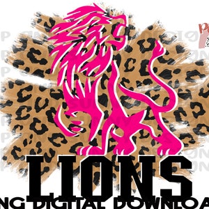 Lions | Spirit Tee | Leopard | PNG Digital Download | Sublimation Design