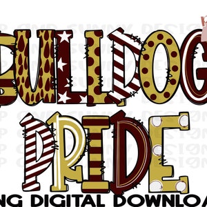 Bulldog Pride | Doodle Design | Spirit Tee | PNG Digital Download | Sublimation Design