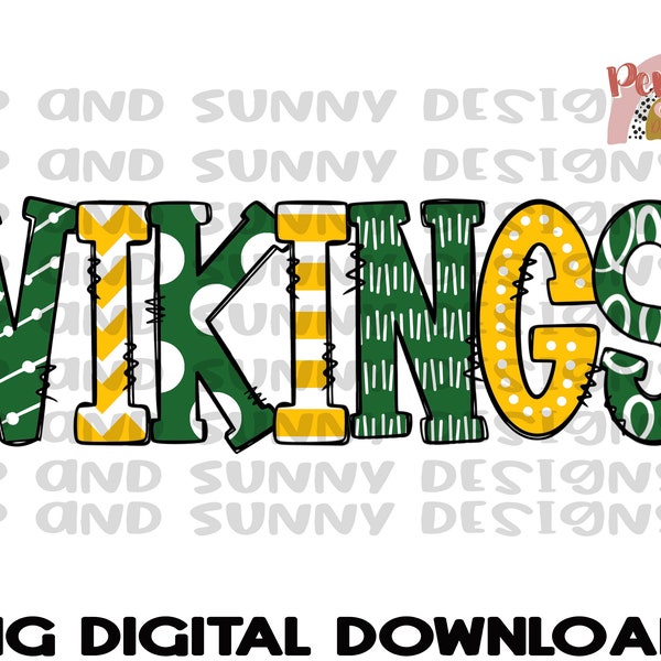 Vikings | Doodle Design | Spirit Tee | PNG Digital Download | Sublimation Design