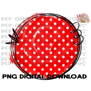 Red Polka Dots Circle | Doodle | PNG Digital Download | Sublimation Design