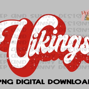 Vikings | Retro Design | Distressed | Spirit Tee Design | PNG Digital Download | Sublimation Design