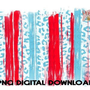 May include: Abstract digital paper with red and blue brushstrokes on a white background with a leopard print pattern. PNG Digital Download.