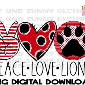 Peace Love Lions / Paw Print / Spirit Tee / Descarga digital PNG / Diseño de sublimación