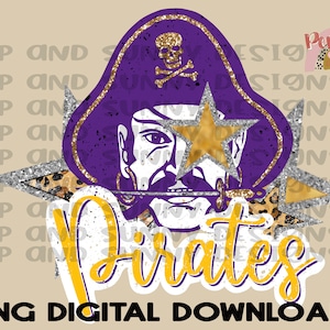 Pirates | Glitter | Star Eyes | Distressed | Spirit Tee | PNG Digital Download | Sublimation Design