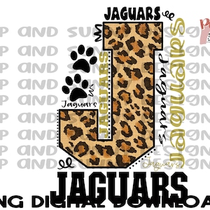 Jaguars Leopard Collage Gold and Black | Spirit Tee  | PNG Digital Download | Sublimation Design