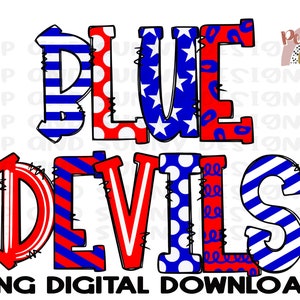Blue Devils / Spirit Tee / Doodle Design / PNG Digital Download / Sublimation Design