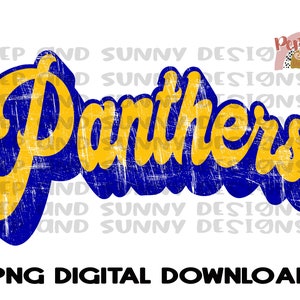 Panthers | Retro Design | Distressed | Spirit Tee Design | PNG Digital Download | Sublimation Design