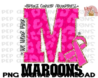Maroons | Breast Cancer Design | Leopard | Pink | PNG Digital Download | Sublimation Design