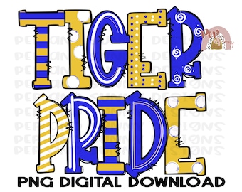 Tiger Pride | Tigers | Spirit Tee | Doodle Design | PNG Digital Download | Sublimation Design