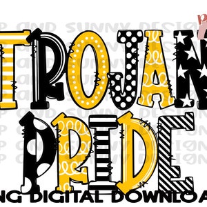 Trojan Pride | Spirit Tee | Doodle Design | PNG Digital Download | Sublimation Design