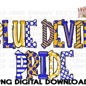Blue Devil Pride / Doodle Design / Spirit Tee / PNG Digital Download / Sublimation Design