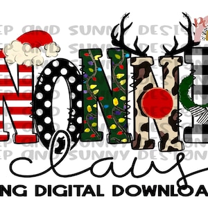 Nonni Noel | Chapéu de Papai Noel | Rena | Leopardo | Natal | Download digital PNG | Design de sublimação