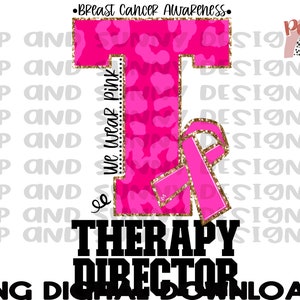 Therapie Leiter Brustkrebs Design | Leopard | Rosa | PNG Digitaler Download | Sublimationsdesign