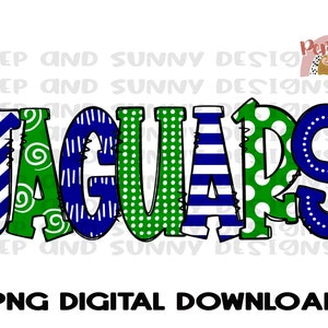Jaguars | Doodle Design | Mascot | Spirit Tee | PNG Digital Download | Sublimation Design