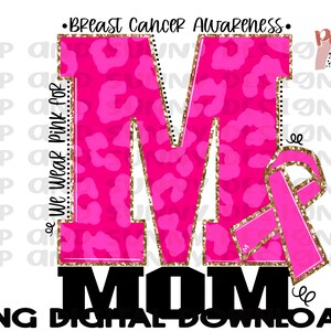 Mom | Breast Cancer Design | Leopard | Pink | PNG Digital Download | Sublimation Design
