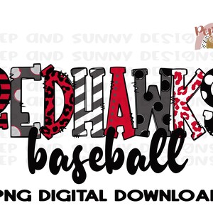 Redhawks | Doodle Design | Baseball | PNG Digital Download | Sublimation Design