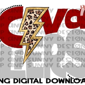Cavaliers | Leopard Lightning Bolt | Spirit Tee | PNG Digital Download | Sublimation Design