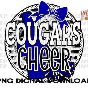 Cougars Cheer | Cheer Team Design | Dance Team Design | Megaphone | Bow | PNG Digital Download | Sublimation Design