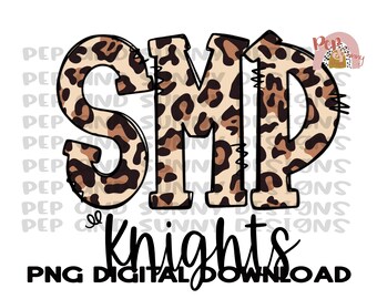 Knights | School Monogram | Personalized Monogram | Leopard | PNG Digital Download | Sublimation Design