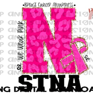 Nurse STNA Breast Cancer Design | STNA | Leopard | Pink | PNG Digital Download | Sublimation Design