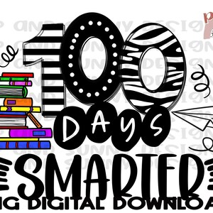 100 días de escuela / 100 días más inteligentes / libros / escuela / PNG descarga digital / diseño de sublimación