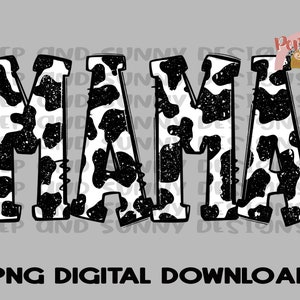Mama Distressed Cow Print Doodle Design |  | PNG Digital Download | Sublimation Design