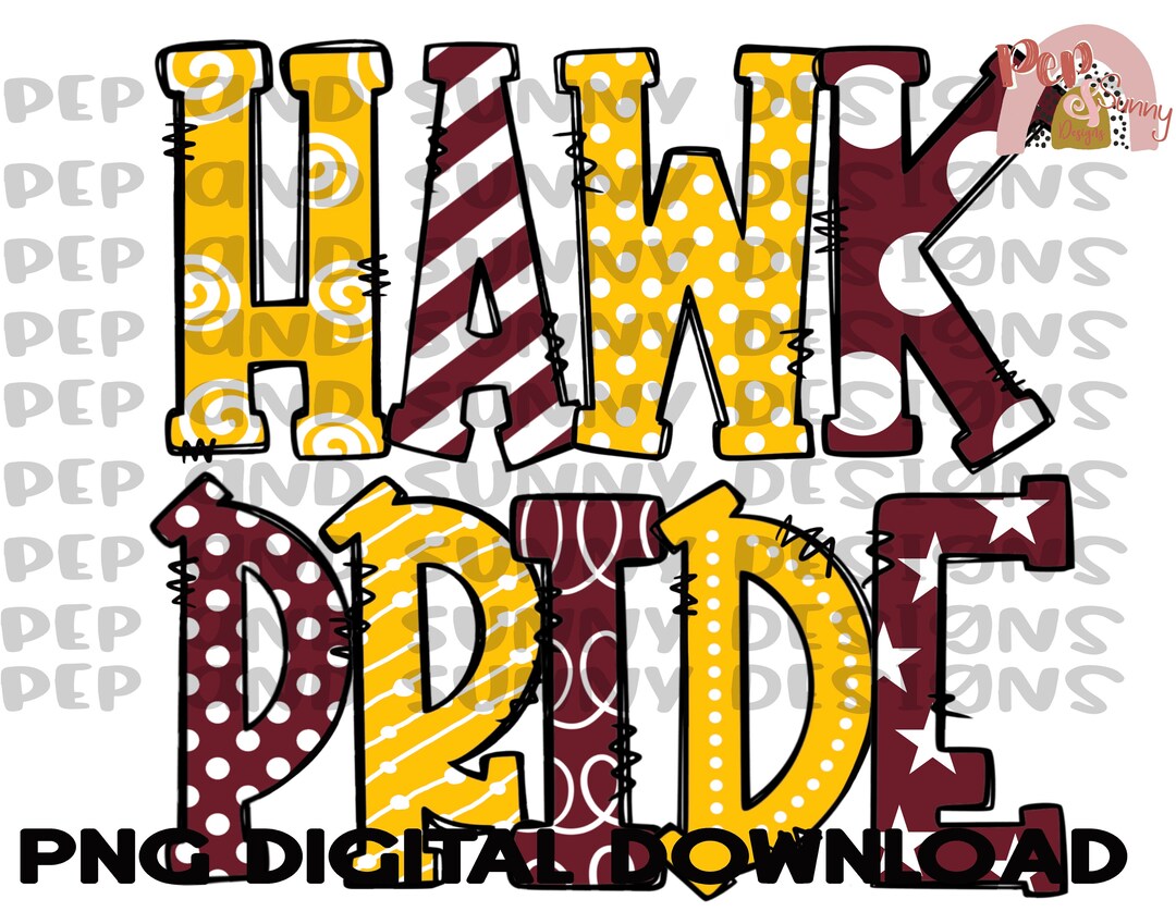 Hawk Pride | Doodle Design | Mascot | Spirit Tee Design PNG Digital ...