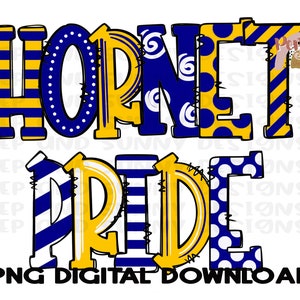 Hornet Pride | Doodle Design | Spirit Tee | PNG Digital Download | Sublimation Design