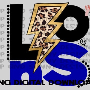 Lions | Leopard Lightning Bolt | Spirit Tee | PNG Digital Download | Sublimation Design