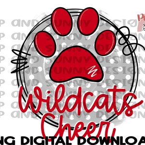Wildcats Cheer | Spirit Tee | Polka Dots | Paw Print | PNG Digital Download | Sublimation Design