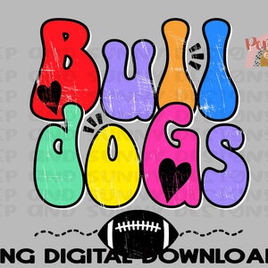 Buldoggen | Verontrust | Veelkleurig voorvak en achterontwerp | Geest T-shirt | PNG digitale download | Sublimatie ontwerp