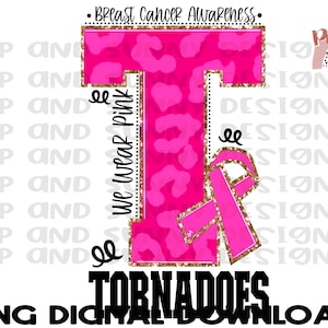 Tornadoes | Breast Cancer Design | Leopard | Pink | PNG Digital Download | Sublimation Design