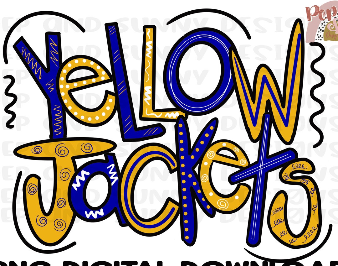 Yellow Jackets Hand Lettered Doodle Design PNG Digital Download