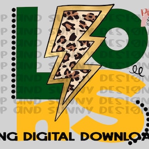 Lions | Leopard Lightning Bolt | Spirit Tee | PNG Digital Download | Sublimation Design