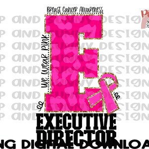 Diretor Executivo Projeto de Câncer de Mama | Diretor Executivo | Leopardo | Rosa | Download digital PNG | Design de sublimação