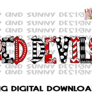 Diablos Rojos / Spirit Tee Design / Doodle Design / PNG Descarga Digital / Diseño de Sublimación