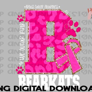 Bearkats 2 | Breast Cancer Design | Leopard | Pink | PNG Digital Download | Sublimation Design