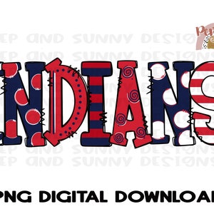 Indiens | Spirit Tee | Couleurs de l’école | Doodle Design | Rouge et Marine|  PNG Digital Télécharger | Conception de sublimation