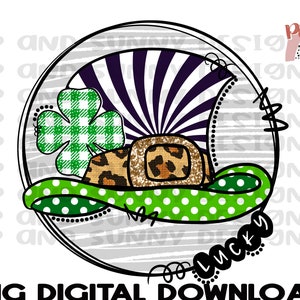 St Pat Lucky Hat / Funky Hat / Circle Design / Shamrock / Lucky / PNG Digital Download / Sublimation Design