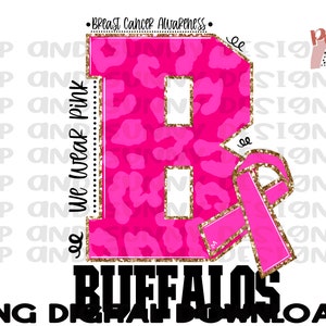 Büffel | Brustkrebs Design | Leopard | Rosa | PNG Digitaler Download | Sublimationsdesign