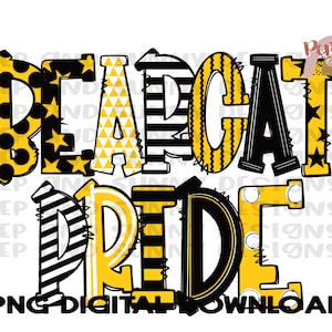 Bearcat Pride | Doodle Design | Mascot | Spirit Tee | PNG Digital Download | Sublimation Design
