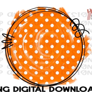 Orange Polka Dots Circle | Doodle | PNG Digital Download | Sublimation Design