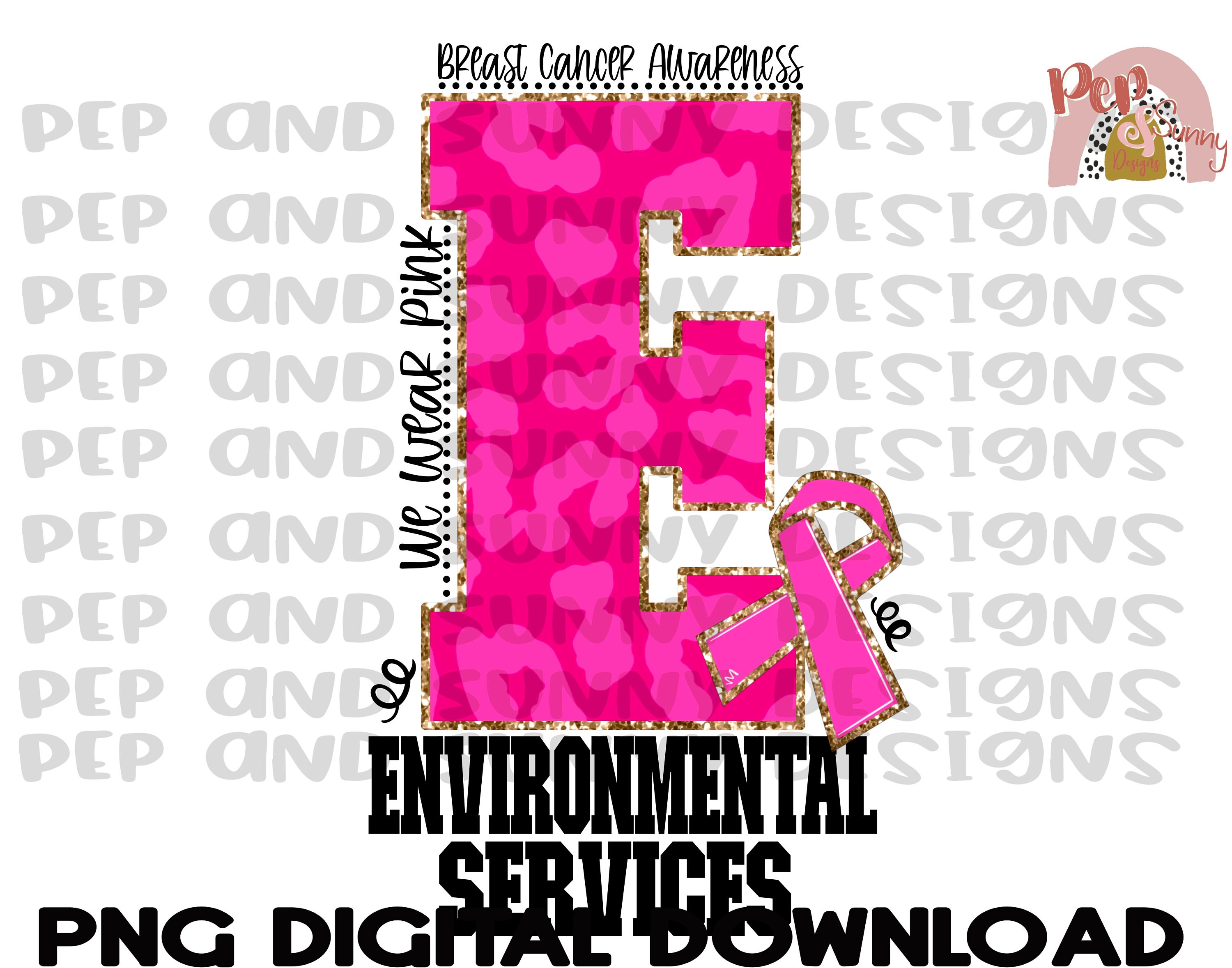 Environmental Services Breast Cancer Design | Leopard | Pink | PNG Digital Download | Sublimation Design