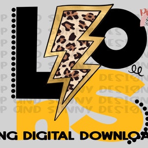 Lions | Leopard Lightning Bolt | Spirit Tee | PNG Digital Download | Sublimation Design