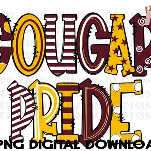 Cougar Pride | Doodle Design | Mascot | Spirit Tee | PNG Digital Download | Sublimation Design