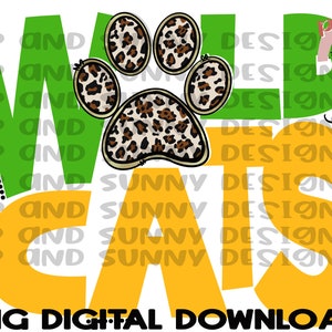 Wildcats | Leopard Paw Print | Spirit Tee | PNG Digital Download | Sublimation Design