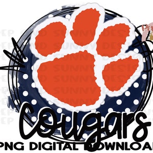 Cougars | Spirit Tee | Paw Print | PNG Digital Download | Sublimation Design