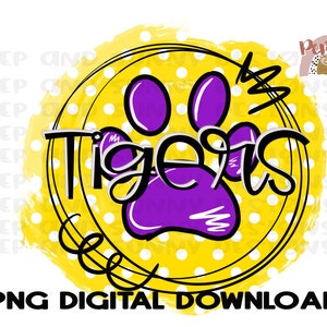 Tigers | Hand Drawn | Paw Print | Spirit Tee | PNG Digital Download | Sublimation Design