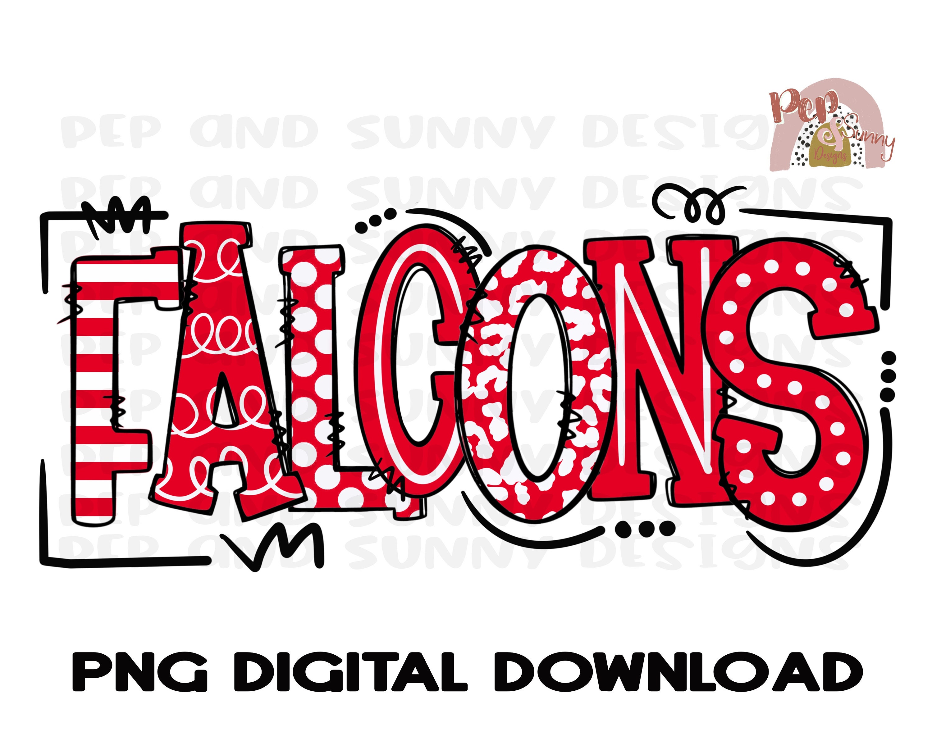 Falcons | Spirit Tee | Doodle Design | Mascot | PNG Digital Download ...